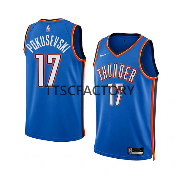 Oklahoma City Thunder Trikot Aleksej Pokusevski 17 Nike 2022-23 Icon Edition Blau Swingman - Herren
